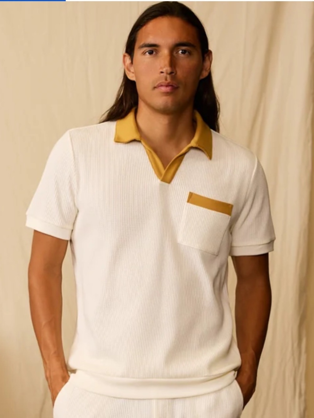 DANDY DEL MAR CANNES WAFFLE KNIT SHIRT IN VINTAGE IVORY